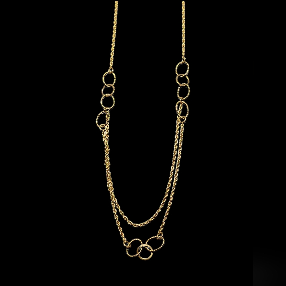 RAQUEL WELCH Yellow Gold Tone Long Rope Chain Layered Tiered Cascading Necklace